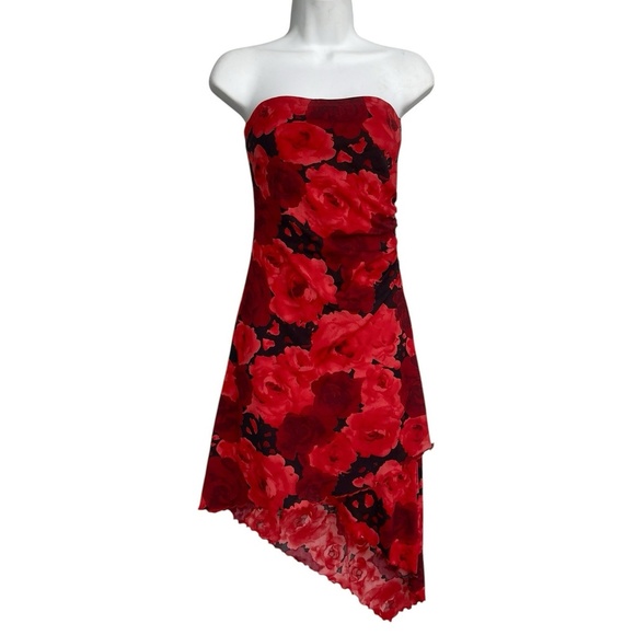 Y2k FINESSE USA Strapless Floral Hi-Low Dress Party Cocktail Party Size S - Picture 2 of 4